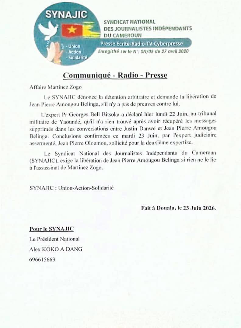 Affaire Martinez Zogo: un syndicats de journaliste demande 