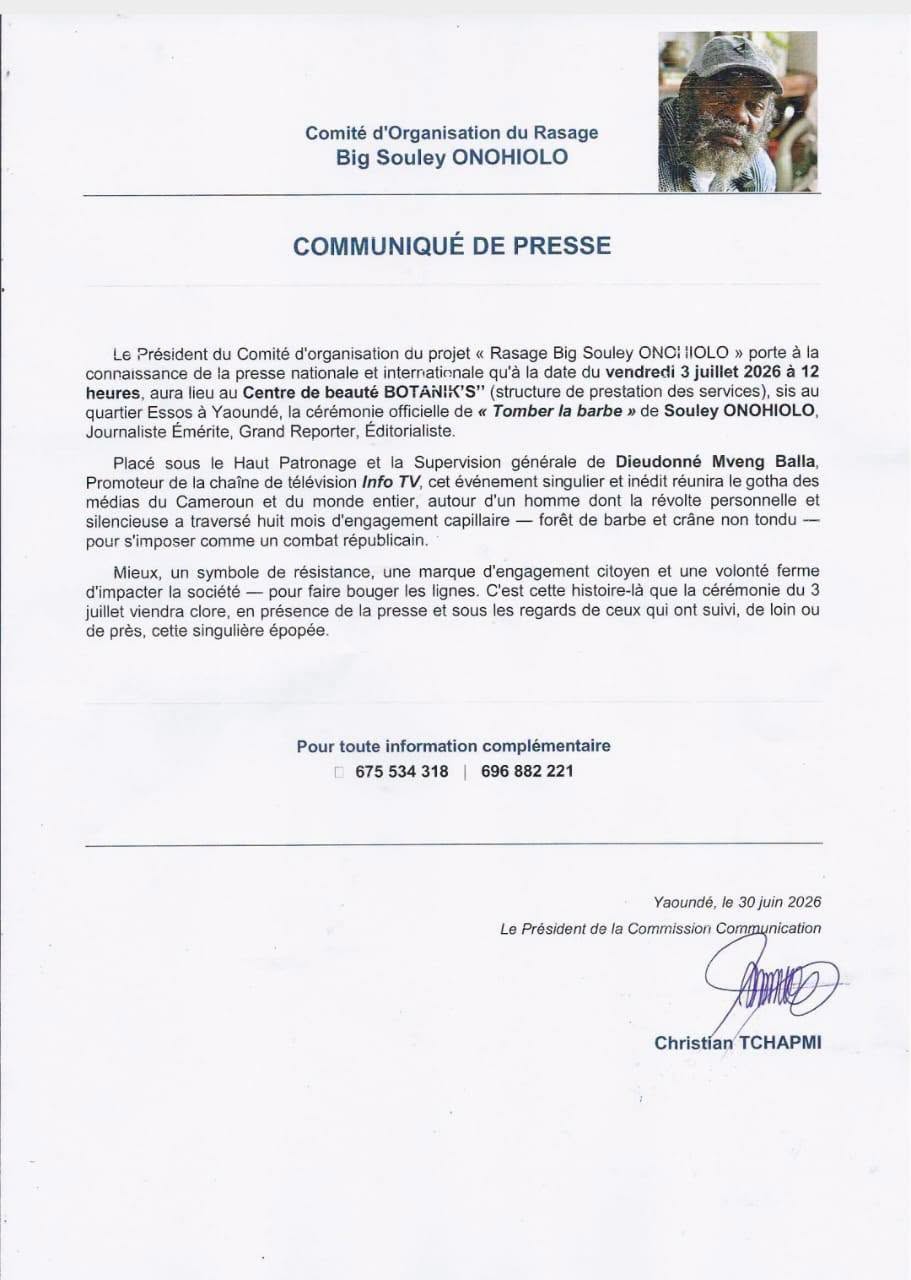 Après 8 mois: un comité d'organisation annonce l'opération de rasage de Souley Onohiolo, vendredi 3 juillet