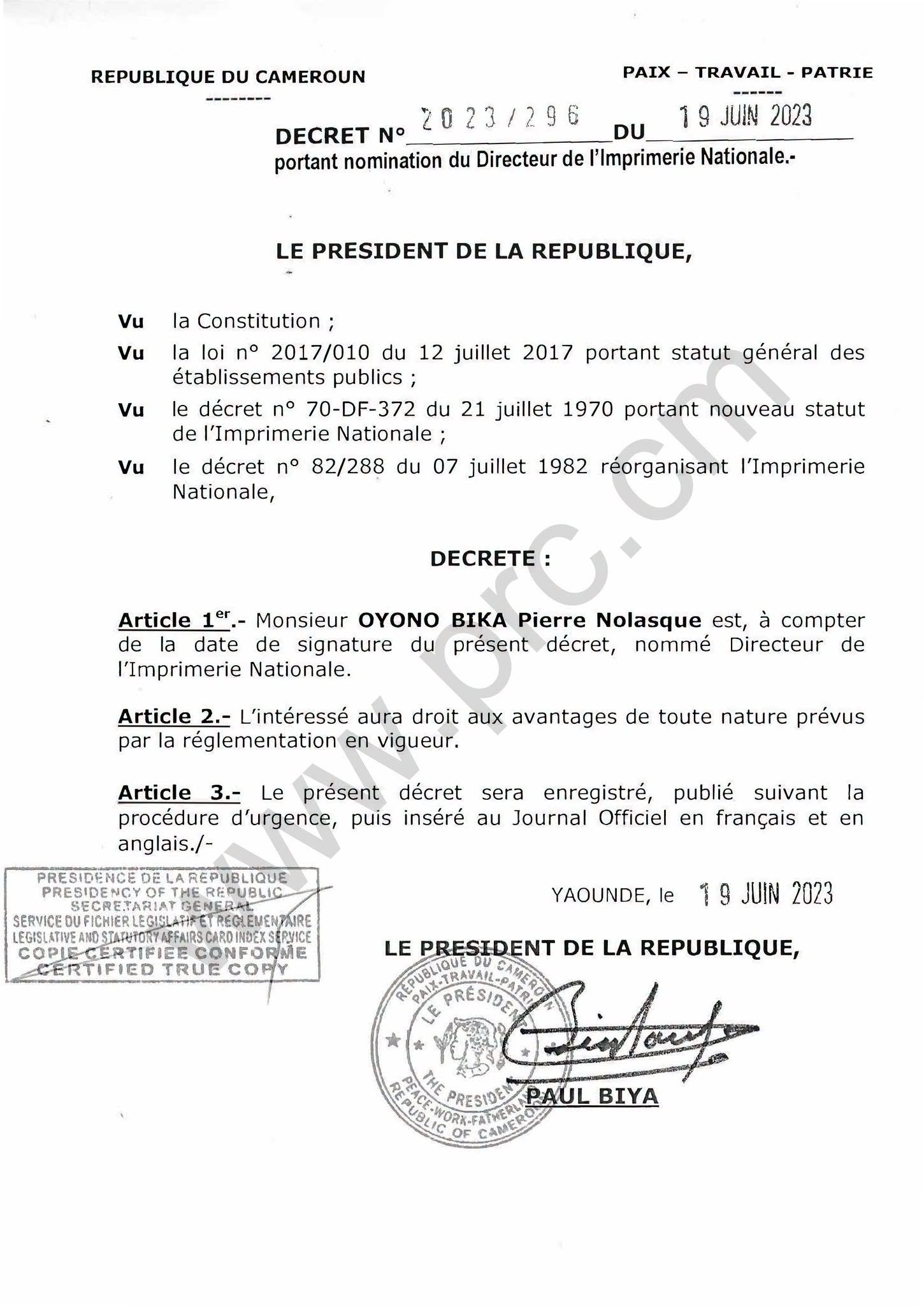 Président de la République
